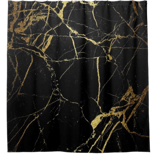 Modernes elegantes Design aus Gold und schwarzem M Duschvorhang (Vorderseite)