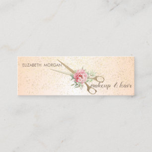 Modernes Elegantes Design, Confetti, Schere, Rose Mini Visitenkarte