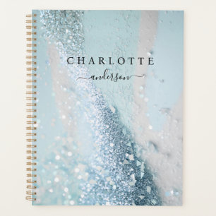 Modernes, elegantes Design, Glitzer, blau-silber Planer