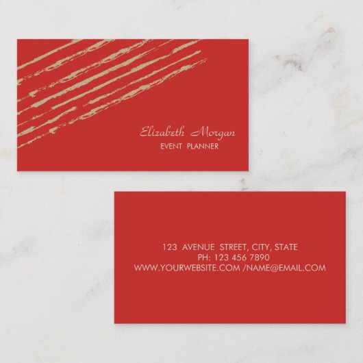 Modernes Elegantes Design,Glitzer Streifen,Rot Visitenkarte (Vorne/Hinten)