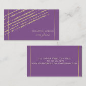 Modernes Elegantes Design,Glitzer Streifen,Violett Visitenkarte (Vorne/Hinten)