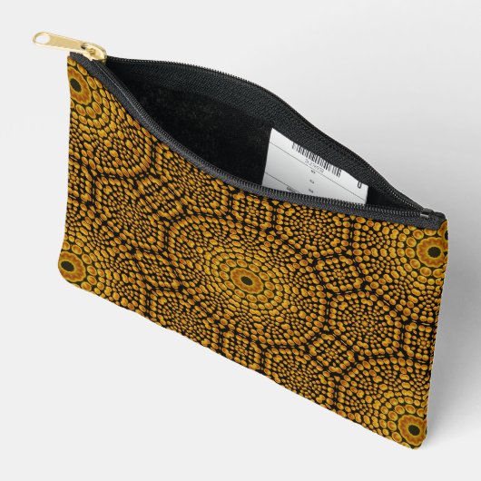 Modernes elegantes Design Gold & Black Dot Art Mus Zubehörtasche (Offen)