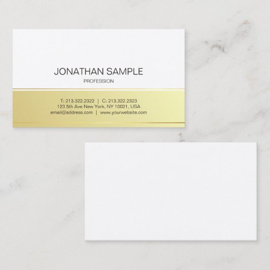 Modernes elegantes Design Gold Schlicht Beruflich Visitenkarte (Vorne/Hinten)