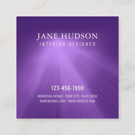 Modernes, elegantes Design Lila Schlicht luxuriös Quadratische Visitenkarte (Rückseite)