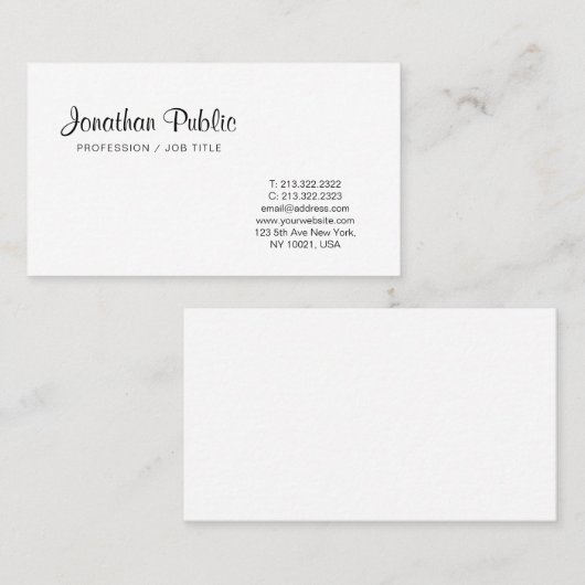 Modernes elegantes Design Minimalistisch Visitenkarte (Vorne/Hinten)