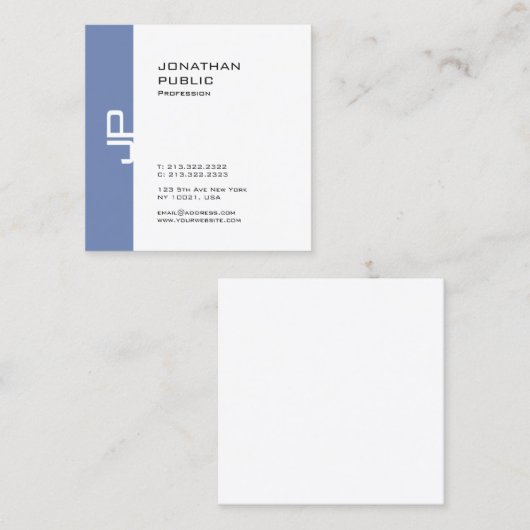 Modernes elegantes Design Monogram Trendy Schlicht Quadratische Visitenkarte (Vorne/Hinten)