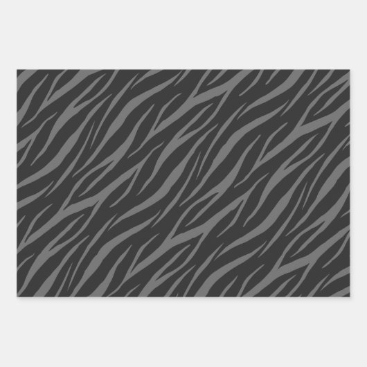 Modernes elegantes Design Schwarz Gray Zebra Geschenkpapier Set (Vorderseite 3)