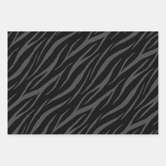 Modernes elegantes Design Schwarz Gray Zebra Geschenkpapier Set (Vorderseite)