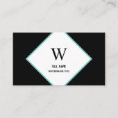 Modernes Elegantes Diamant Beruflich Schwarz Aquam Visitenkarte (Vorderseite)