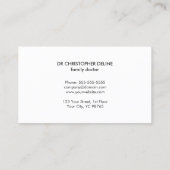 Modernes elegantes Doctor Foto Healthcare Visitenkarte (Rückseite)