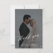Modernes, elegantes Drehbuch-Foto Schwarz-weiß Dankeskarte (Vorderseite)