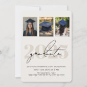 Modernes Elegantes Drei-Foto-Abschluss Einladung (Vorderseite)