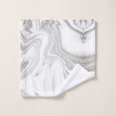 Modernes elegantes, dunkelgraues Marmorsteinmuster Badhandtuch Set (Waschlappen)