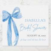 Modernes Elegantes Dusty Blue Bow Ribbon Brautpart Schaumweinetikett (Einzelnes Label)