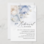 Modernes elegantes Dusty Blue Floral Probe Abendes Einladung (Vorderseite)