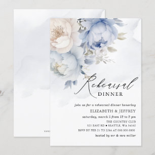 Modernes elegantes Dusty Blue Floral Probe Abendes Einladung