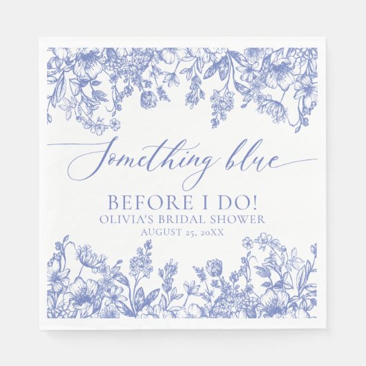 Modernes Elegantes Dusty Blue Wildblume Brautparty Serviette (Vorderseite)