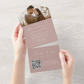 Modernes elegantes Dusty Rose Foto Wedding All In One Einladung (Abreißen)
