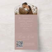 Modernes elegantes Dusty Rose Foto Wedding All In One Einladung (Innen Boden)