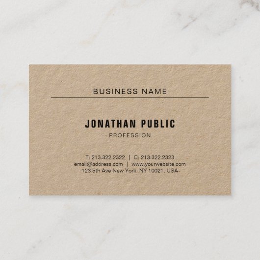 Modernes, elegantes Echtkraftpapier Einfach Minima Visitenkarte (Rückseite)