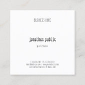 Modernes Elegantes Einfaches Berufliches Schlichte Quadratische Visitenkarte (Rückseite)