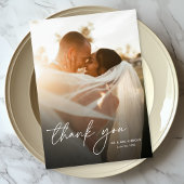 Modernes Elegantes Einfaches Design 2 Fotos Hochze Dankeskarte