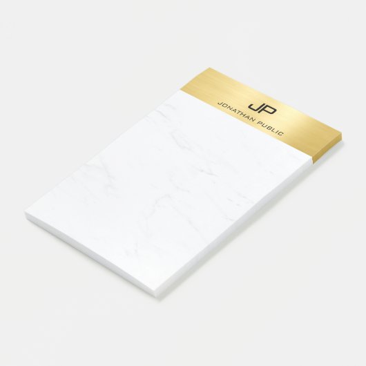 Modernes Elegantes, einfaches Design Gold Marble Post-it Klebezettel (angewinkelt)