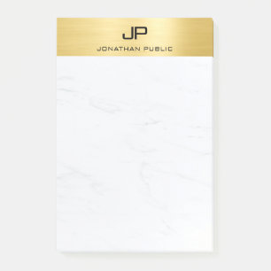 Modernes Elegantes, einfaches Design Gold Marble Post-it Klebezettel