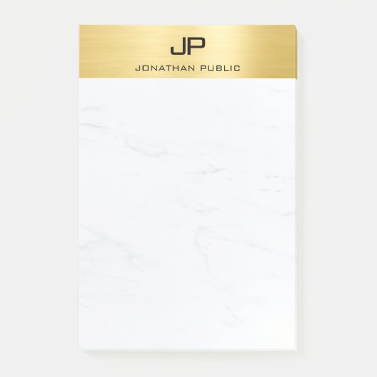 Modernes Elegantes, einfaches Design Gold Marble Post-it Klebezettel (Vorderseite)