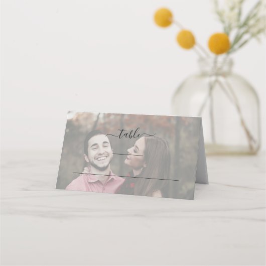 Modernes, elegantes, einfaches Foto geklappt Platzkarte (Vorderseite)