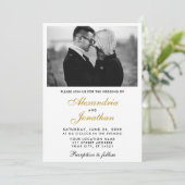 Modernes elegantes einfaches Foto Wedding Gold BW Einladung (Stehend Vorderseite)