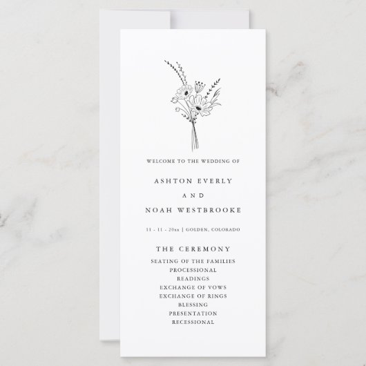 Modernes elegantes einfaches Hochzeitsprogramm für (Vorderseite)