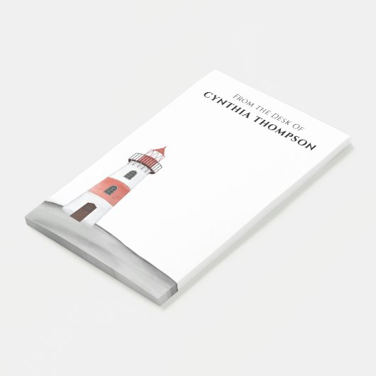 Modernes elegantes, einfaches Leuchtturm mit Wasse Post-it Klebezettel (angewinkelt)