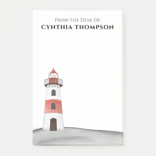 Modernes elegantes, einfaches Leuchtturm mit Wasse Post-it Klebezettel (Vorderseite)