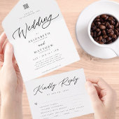 Modernes elegantes, einfaches QR-Code-Hochzeit-RSV All In One Einladung