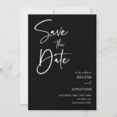 Modernes, elegantes, einfaches Script-Schwarz-Weiß Save The Date (Vorderseite)