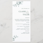 Modernes elegantes, elegantes Menü für grüne Hochz Menükarte (Vorderseite)