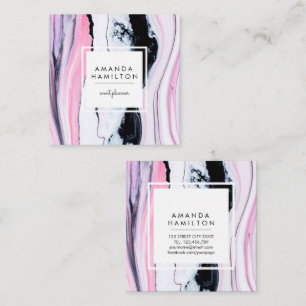 Modernes elegantes ELEGANTES Schwarzes PINK-WEISSE Quadratische Visitenkarte
