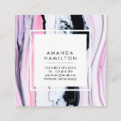 Modernes elegantes ELEGANTES Schwarzes PINK-WEISSE Quadratische Visitenkarte (Rückseite)