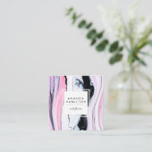 Modernes elegantes ELEGANTES Schwarzes PINK-WEISSE Quadratische Visitenkarte (Stehend Vorderseite)