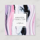 Modernes elegantes ELEGANTES Schwarzes PINK-WEISSE Quadratische Visitenkarte (Vorderseite)