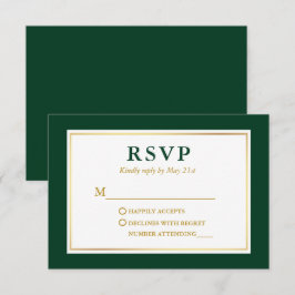 Modernes elegantes Emerald Green White Gold RSVP Karte