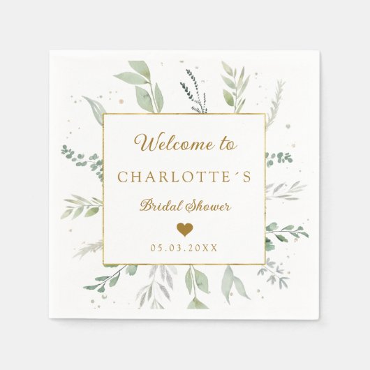 Modernes, elegantes Eukalyptus-Brautparty Serviette (Vorderseite)