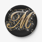 modernes elegantes extravagantes Monogramm des Pappteller (Vorderseite)