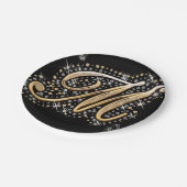 modernes elegantes extravagantes Monogramm des Pappteller (Schrägansicht)