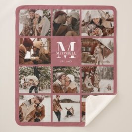 Modernes elegantes Familienfoto Collage Dusty Pink Sherpadecke
