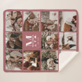 Modernes elegantes Familienfoto Collage Dusty Pink Sherpadecke (Vorderseite (Horizontal))