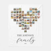 Modernes elegantes Familienherz geformt FotoCollag Fleecedecke (Vorderseite)