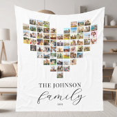 Modernes elegantes Familienherz geformt FotoCollag Fleecedecke