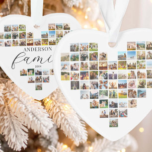 Modernes elegantes Familienherz geformt FotoCollag Ornament